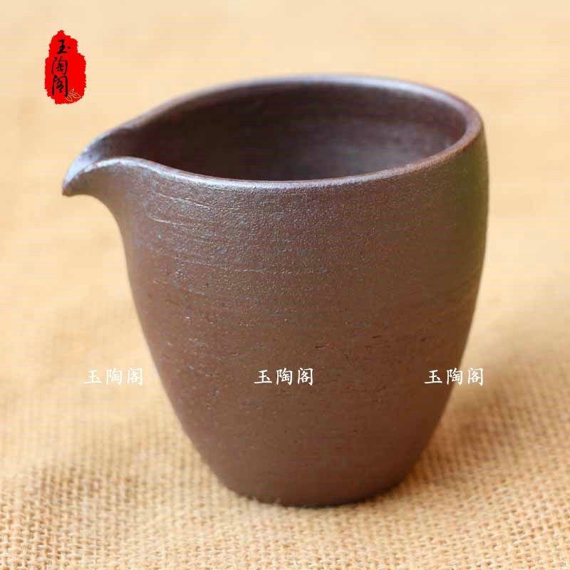 手工粗陶公道杯 紫砂公杯茶海 柴烧仿古茶漏杯 窑变茶道功夫茶具