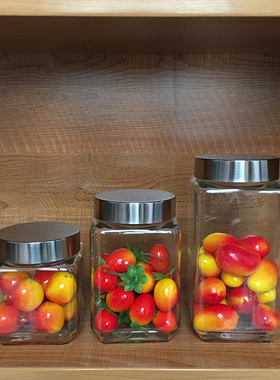 样板房厨房摆件收纳储物罐玻璃罐橱柜摆放装饰样板间软装搭配饰品