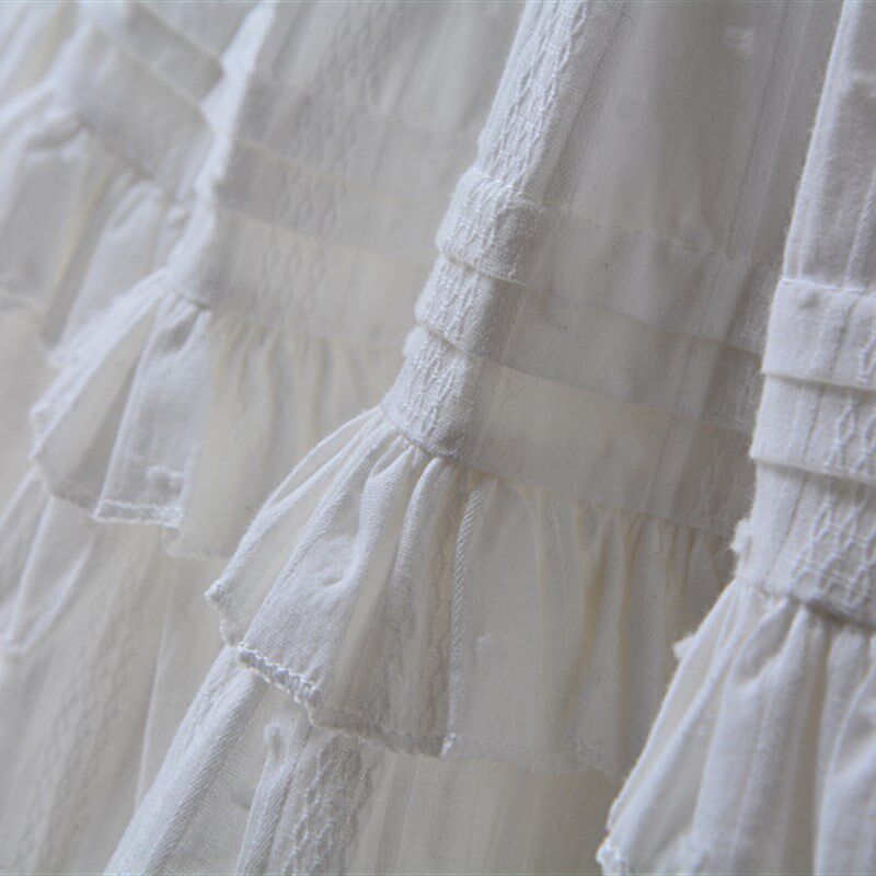 春夏季新款法式小个子纯棉白色半身裙短裙层层蛋糕裙蓬蓬裙裤女士