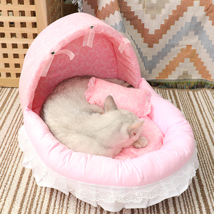 猫床四季 猫窝泰迪摇篮窝冬天保暖猫屋封闭式 通用宠物床可拆洗狗窝