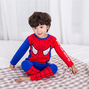 儿童睡衣男童蜘蛛侠套装春秋衣裤家居服男孩冬季加绒打底保暖内衣
