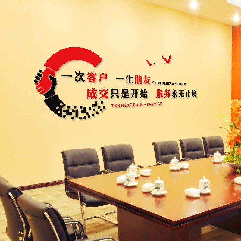 公司前台销售部门背景墙布置企业文化墙办公室装饰团队励志亚克力