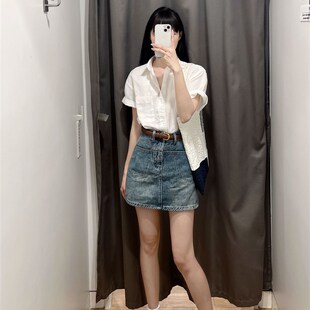 气质polo领短袖 女装 法式 衬衫 高级感宽松休闲衬衣上衣 2023夏季 新款