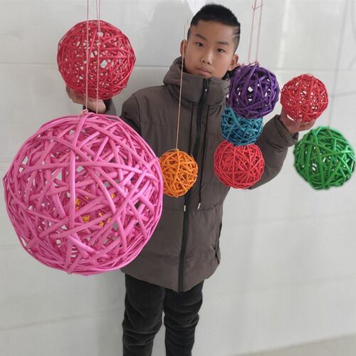 彩色藤球柳球售楼部交房仪式干枝装饰幼儿园手工编织鹦鹉逗鸟玩具