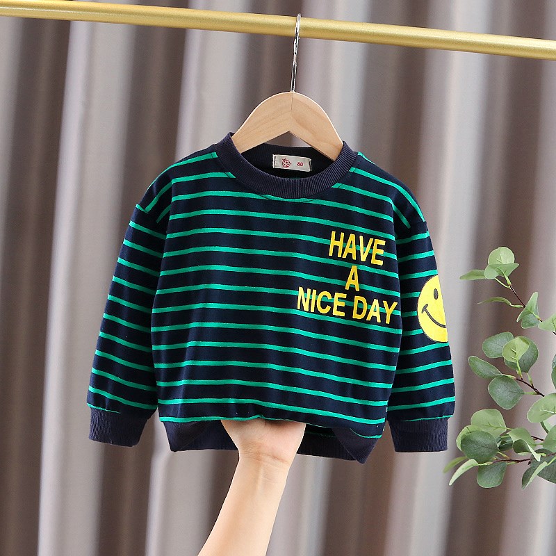 男童秋装女童卫衣婴儿条纹打底衫春秋款t恤长袖宝宝圆领上衣童装
