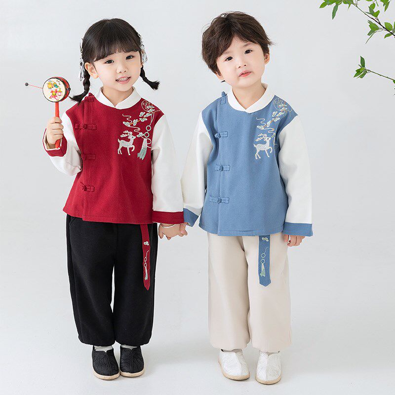 汉服男童春季套装秋冬季宝宝唐装儿童周岁礼服中国风元旦表演出服