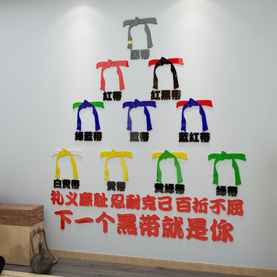 跆拳道文化墙贴拳击馆武馆健身房墙壁装饰贴纸道馆励志亚克力贴画