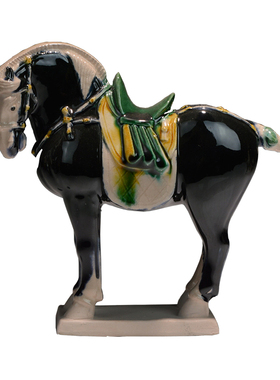 精品唐三彩小马办公桌把玩袖珍摆件中国马战马非遗陶瓷艺术升职礼