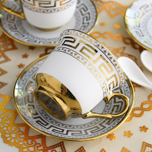 欧式咖啡杯下午茶杯套装6杯碟家用陶瓷茶具网红描金英式红茶杯