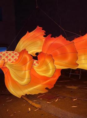 成品手鱼视灯发道光持非遗手舞鱼形灯笼汉CGJ服巡游影具新年元宵