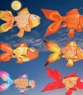 定灯制龙头花013300大型手工发光吊非锦鲤鱼花灯金鱼灯夜灯古遗风