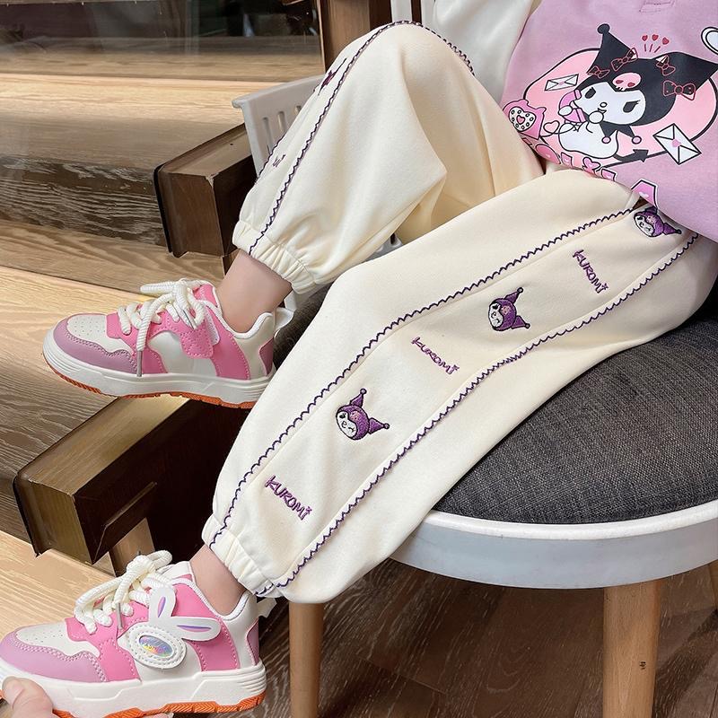 女童裤子春秋新款女宝宝卡通库洛米刺绣休闲卫裤宽松运动束脚长裤