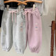 休闲百搭运动裤 女童卫裤 女宝宝洋气卡通刺绣加厚束脚裤 新款 春秋季