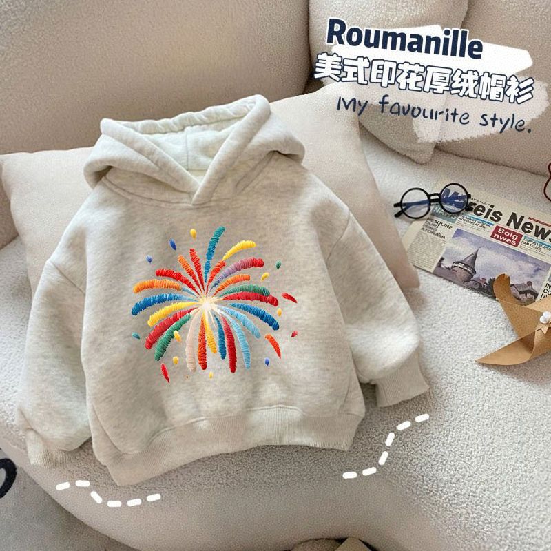 男童羊羔绒卫衣冬季加厚连帽上衣