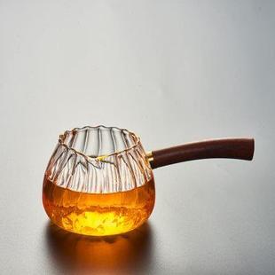 耐高温玻璃公道杯加厚耐热茶海木把分茶器倒茶公杯家用功夫茶具