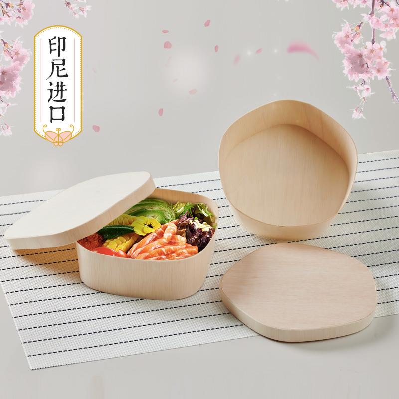 日式一次性餐盒印尼进口寿司打包盒高端外卖便当盒木质环保食品级