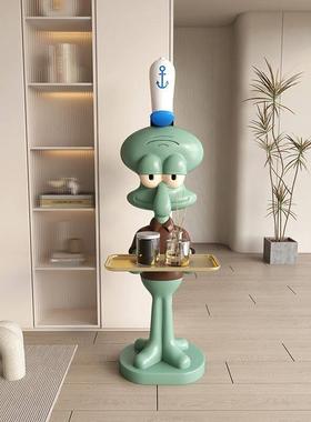 网红章鱼哥托盘沙发边几创意可爱落地摆件设计师客厅茶几