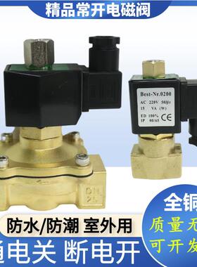 TXPC常开电磁阀铜水阀2分4分6分1寸通电关 断电开 气阀2W160T-15