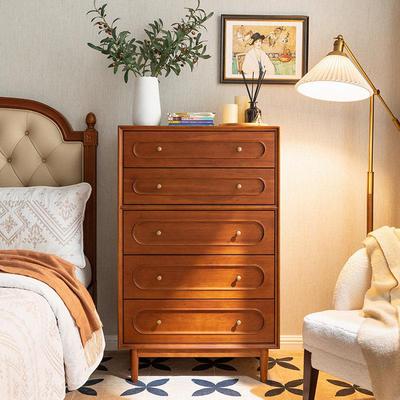 和年美家全实木五斗柜复古卧室客厅储物抽屉收纳柜原木风沙发边柜