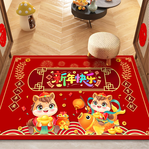 轻奢新年硅藻泥马年地垫入户门垫