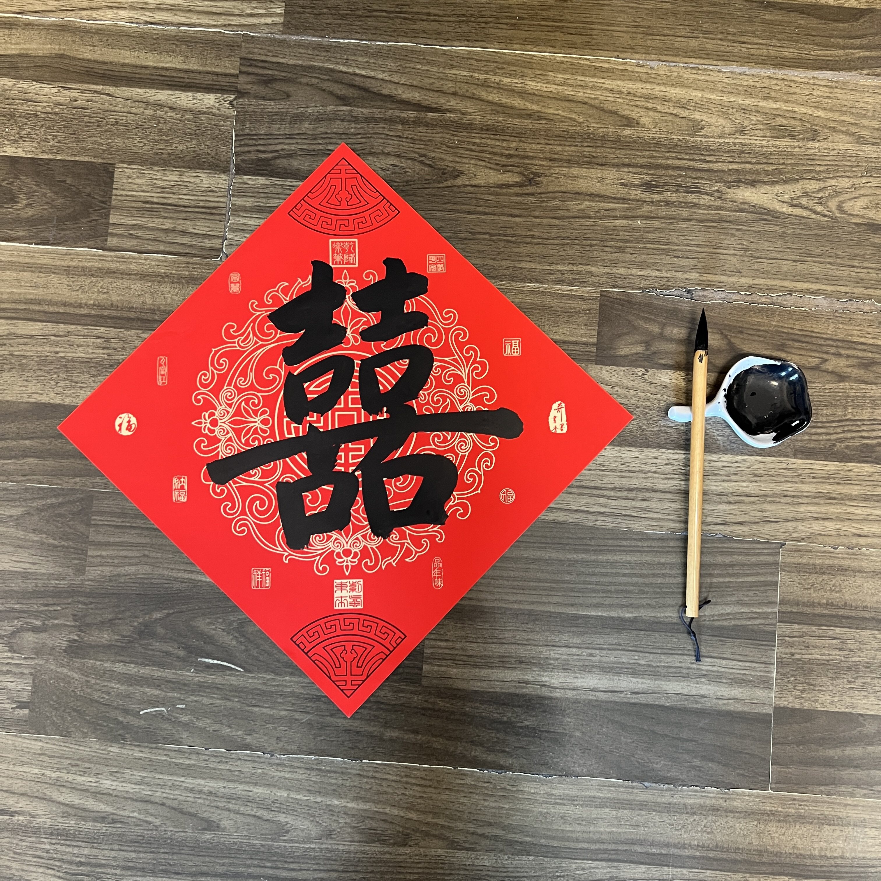 手写高档福字门贴喜字斗方大门春福字/窗花/窗贴