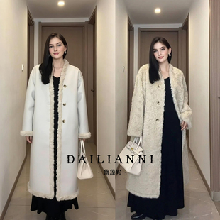 2026年冬季小湖羊高端水貂绒年轻长款大衣女PU双面穿仿皮草外套