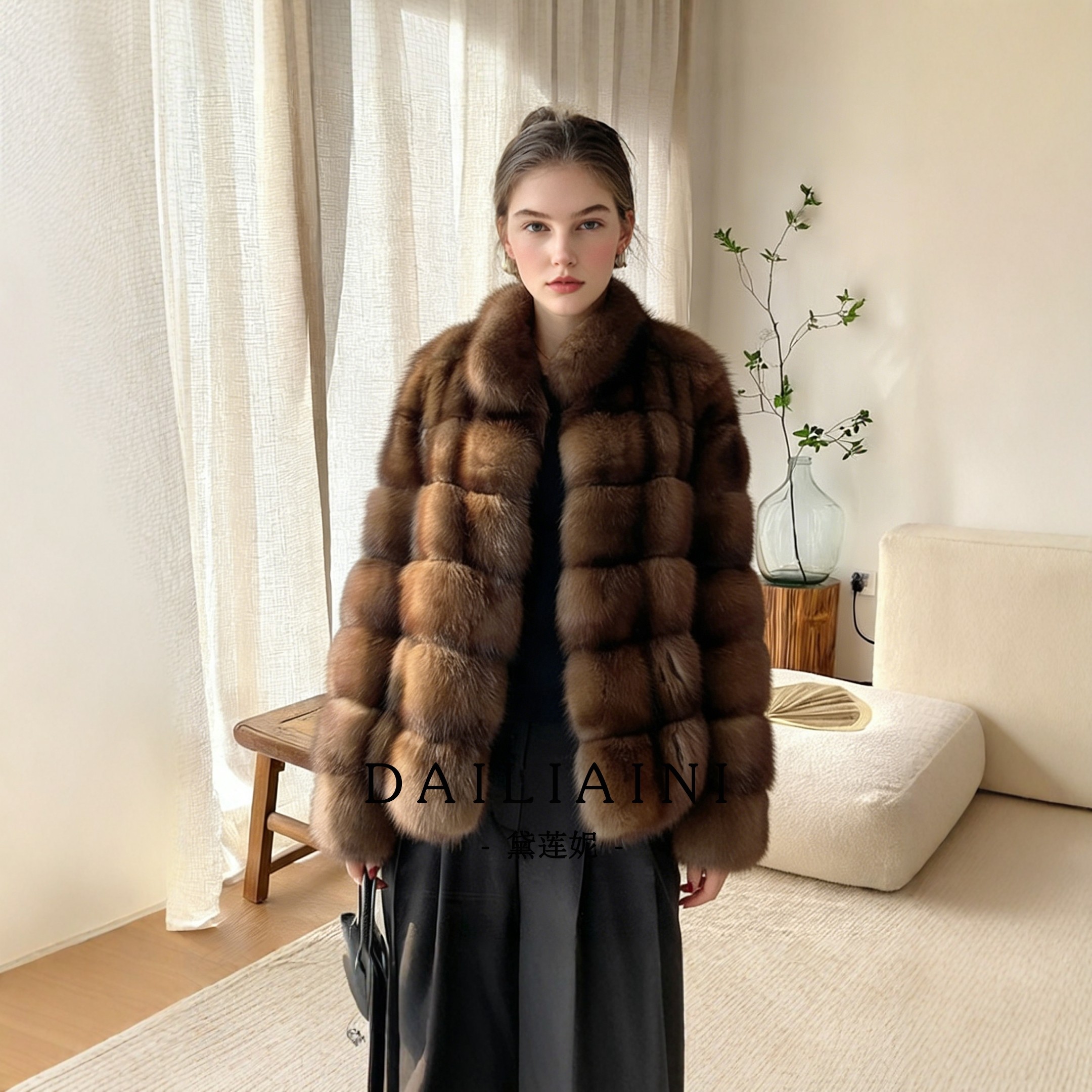 名媛轻熟风紫貂满天星皮草外套