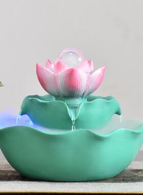 风水轮招财球荷花假山流水器喷泉室内盆景客厅桌面景观小摆件