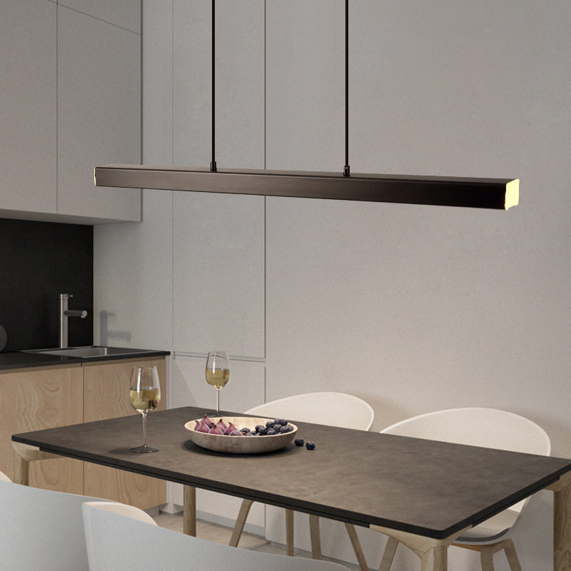 长条极简餐厅吊灯北欧创意个性led饭厅吧台书房现代简约办公灯具