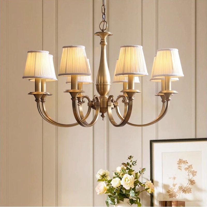 美式客厅全铜吊灯创意卧室灯美式乡村田园风格个性主卧房间灯具