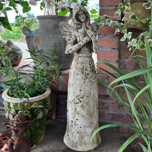 手工红陶花园摆件蝴蝶精灵天使摆件庭院复古创意摆件落地摆件户外