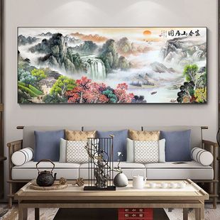 山水国画字画办公室挂画书法励志牌匾老板茶室茶桌背景墙装饰画