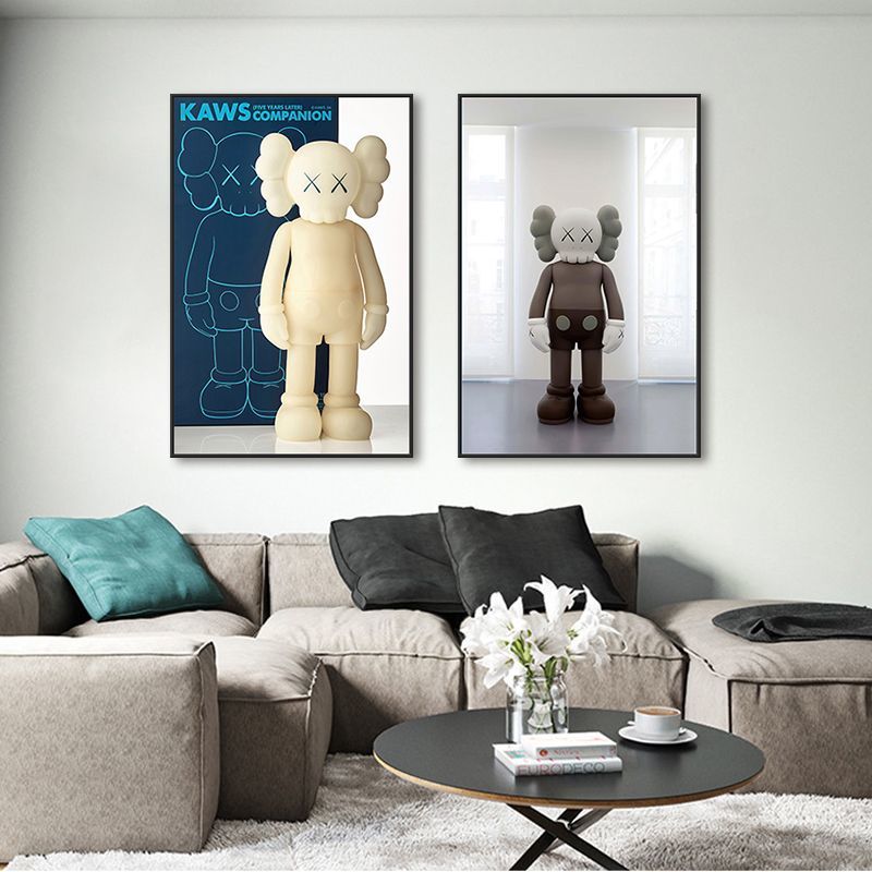 暴力熊装饰画餐厅墙面挂画kaws公仔男孩卧室卡通画潮牌室内壁画