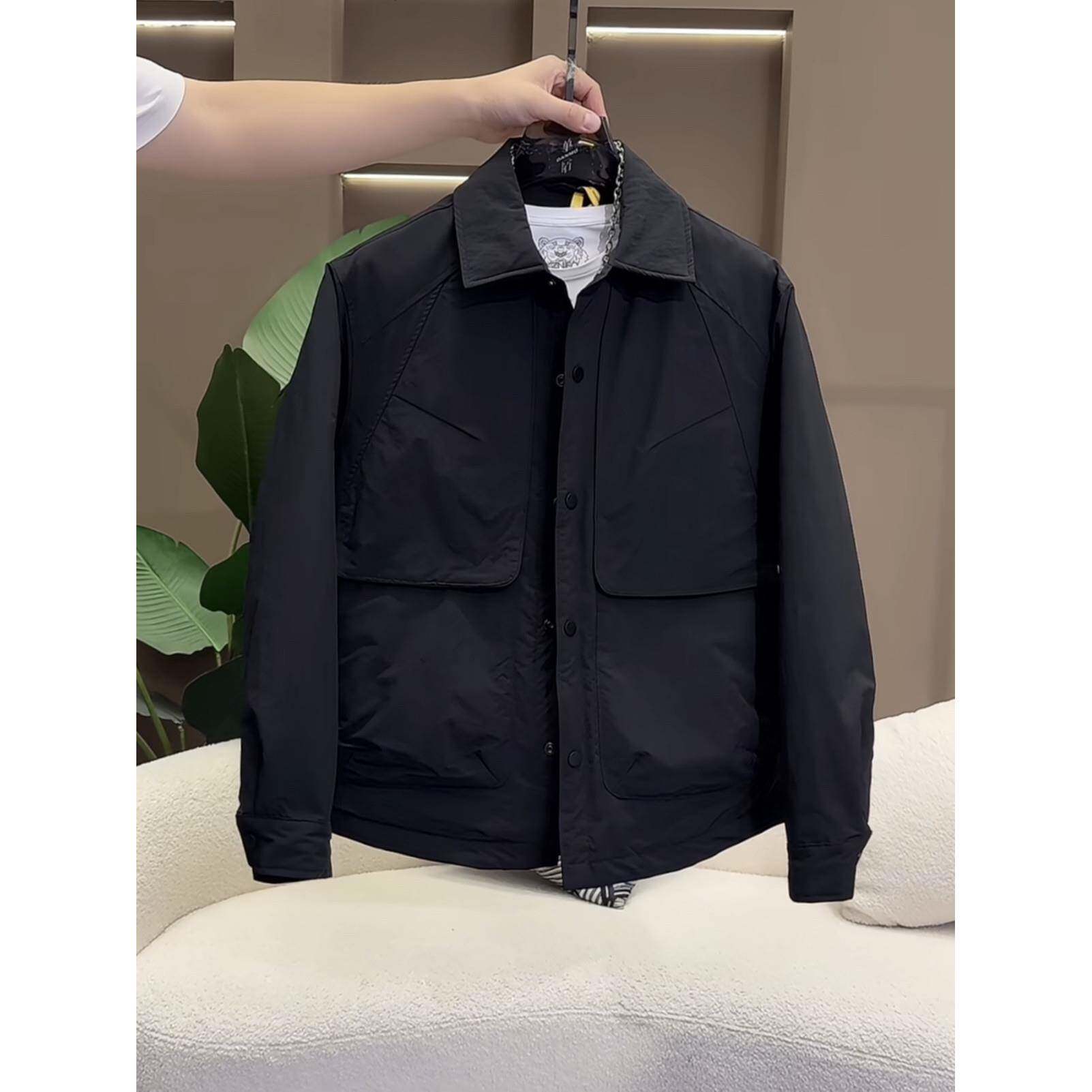 老钱风翻领轻薄羽绒服男韩版宽松休闲保暖外套2025冬季新款高级感