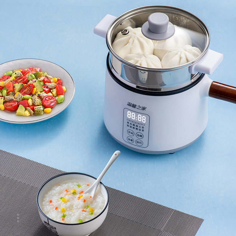 唐风学生宿舍办公蒸煮用多功能一体煮面锅迷你电煮锅带不锈钢蒸笼