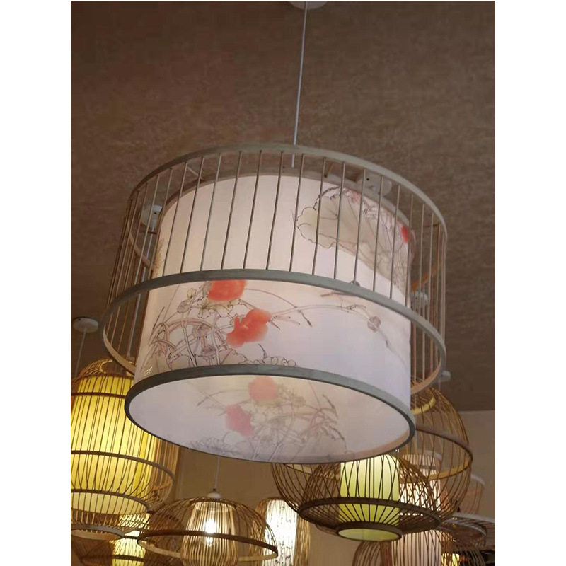 南亚风格日式料理店茶楼竹艺灯具义乌浙江田园创意藤艺竹编吊灯