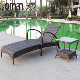 户外折叠躺椅午睡藤编沙滩椅室外庭院阳台游泳池懒人休闲仿藤躺床