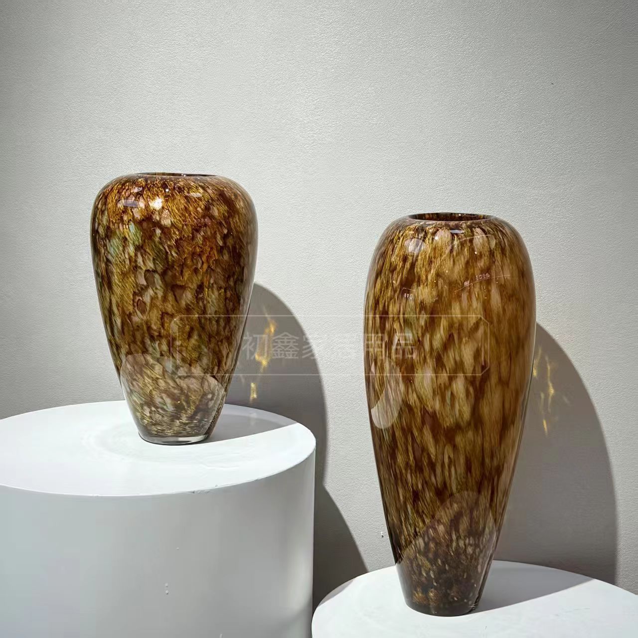 新中式玻璃花瓶 家居软装工艺品摆件 样板房装饰水培插花花器批发
