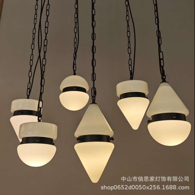 现代极简玻璃轻奢创意灯具设计师中古奶油风餐厅玄关玻璃小吊灯