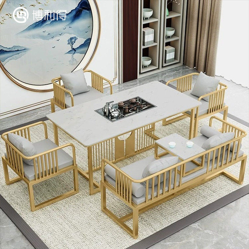 现代简约茶桌茶具套装一体办公室茶桌椅组合轻奢泡茶台新中式沙发