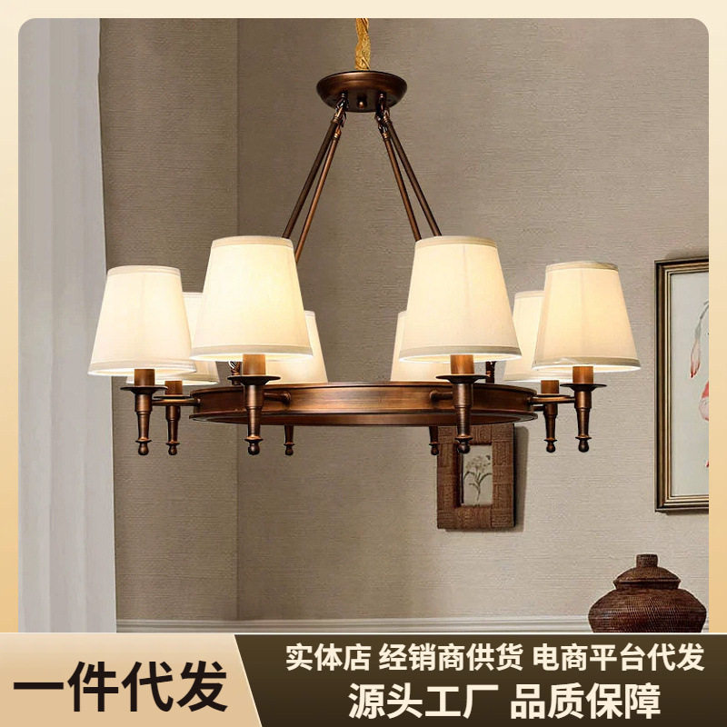 美式乡村客厅灯简约欧式主灯大户型别墅餐厅卧室复古铁艺美式吊灯