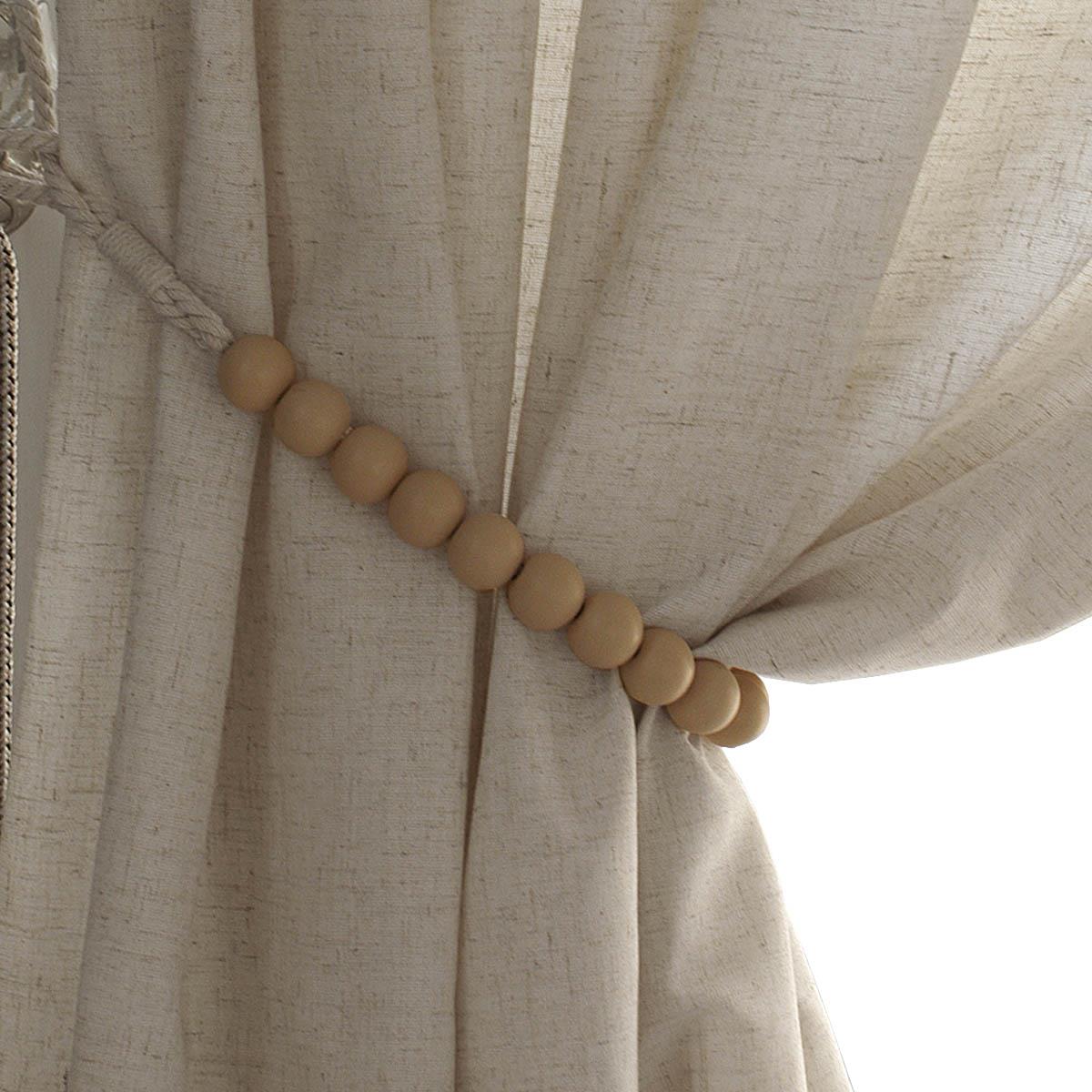 北欧天然原木简约现代中式磁吸磁铁绑带窗帘配饰装饰挂绳束带包邮