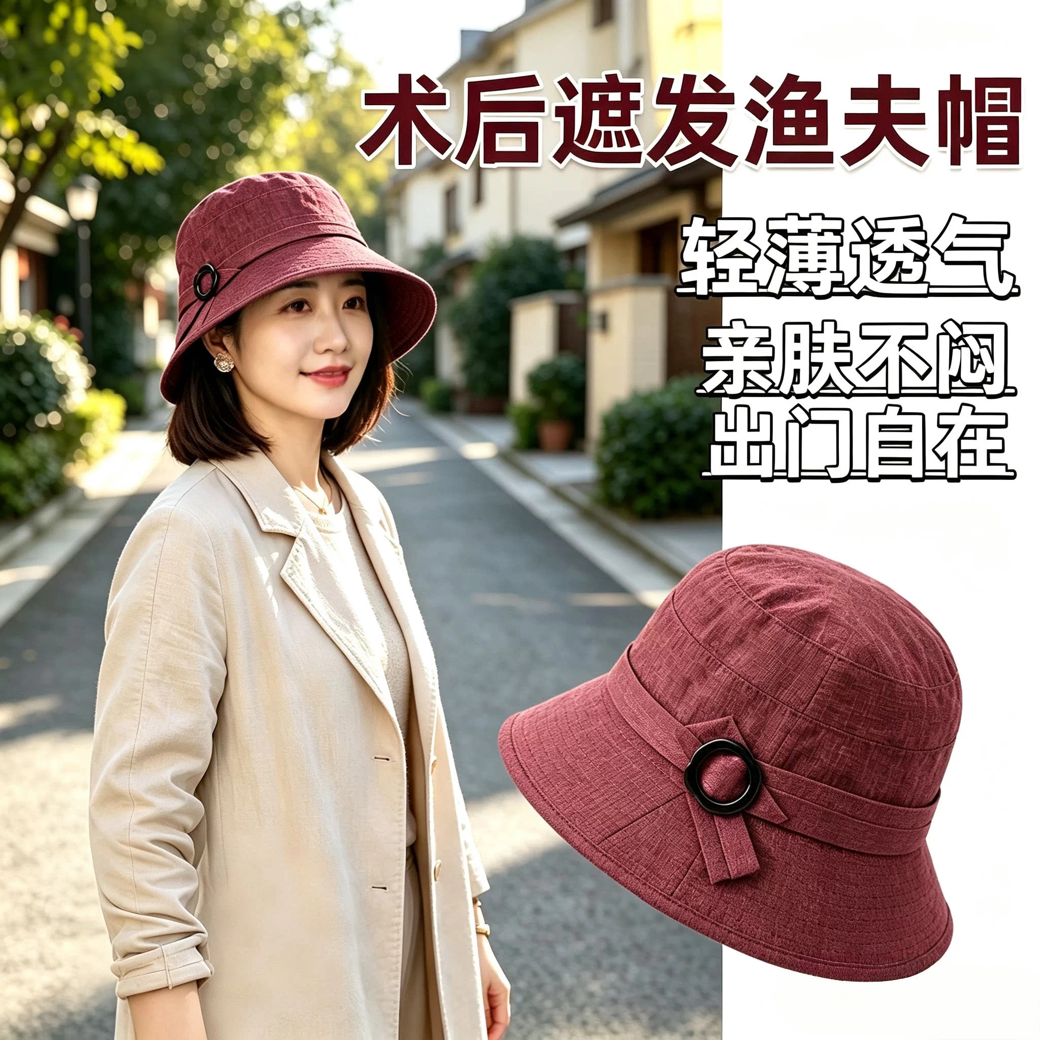 中老年人渔夫帽女士化疗开