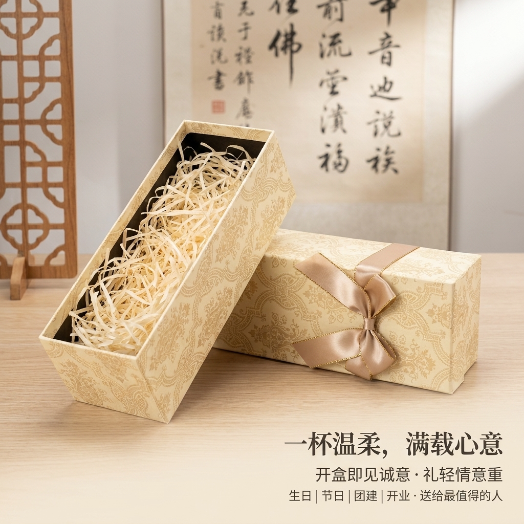 水杯保温杯礼盒空盒雨伞包装盒带手提袋长方形杯子盒员工礼物小众