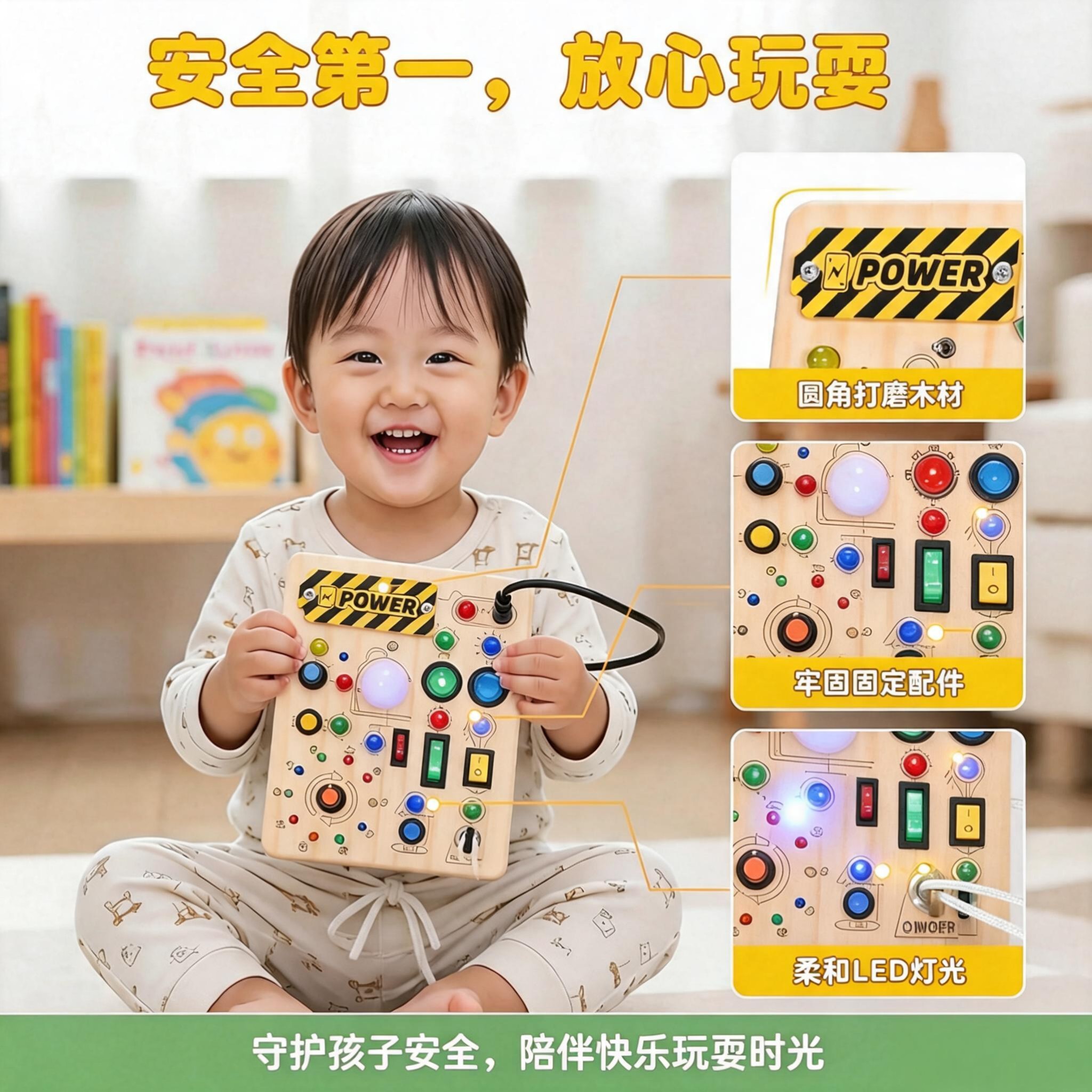 蒙氏早教开关忙碌板玩具图片