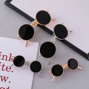 个性搞怪趣味黑色墨镜发夹合金眼镜弹簧夹发卡后脑勺半夹头饰批发