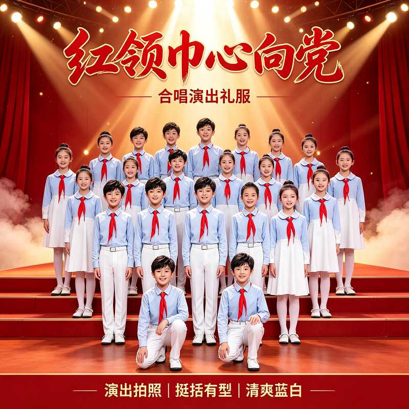 国庆保卫黄河合唱服爱国朗诵儿童红歌演出服小学生合唱团演讲礼服