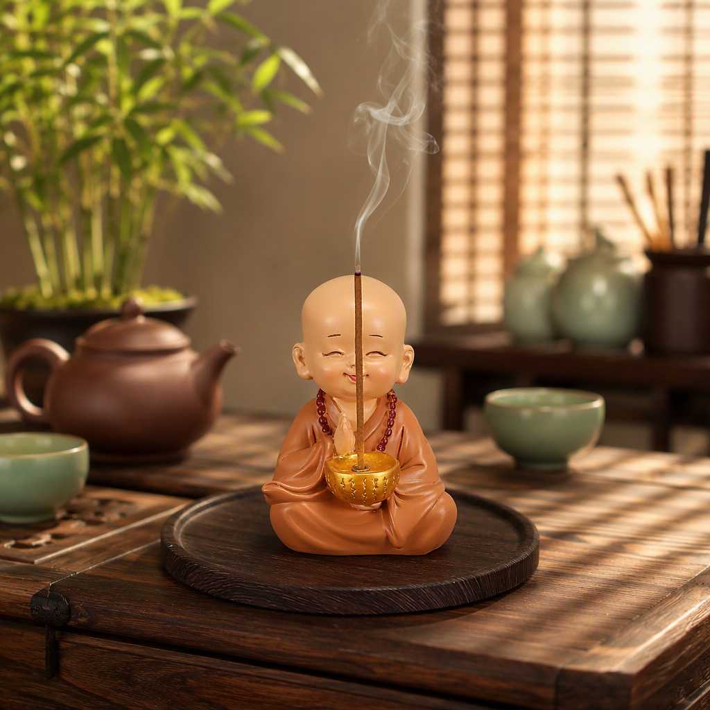创意禅意小和尚香插摆件可爱沙弥