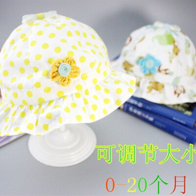 宝宝太阳帽子女0一1-2岁夏季薄款公主婴儿可调节棉布大帽檐遮阳帽