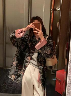 NAZ那子大码早秋高级感显瘦胖mm新中式国风上衣撞色两面穿外套女